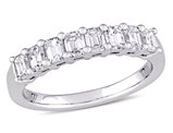 1.00 Carat (ctw Color G-H, VS2-SI1) Emerald-Cut Diamond Semi-Eternity Wedding Band Ring in 14k White Gold